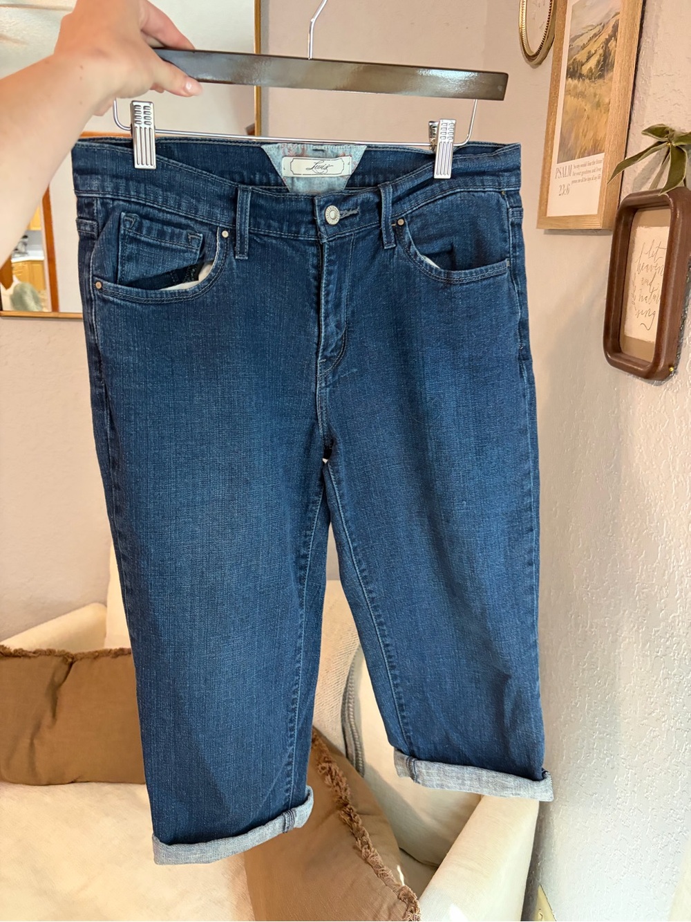Y2K Levi Capris Dark Blue